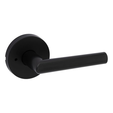 KWIKSET Milan Lever with Round Rose Privacy Door Lock with 6AL Latch and RCS Strike Matte Black Finish 730MILRDT-514